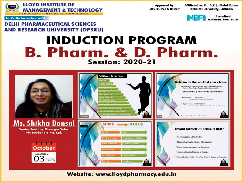 Induction program for D. Pharm & B. Pharm (Session 2020-21)